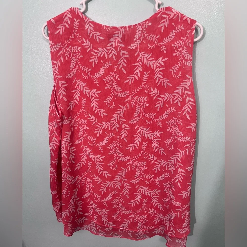 Cristina B Pink Leaf Print Blouse - Picture 5 of 7